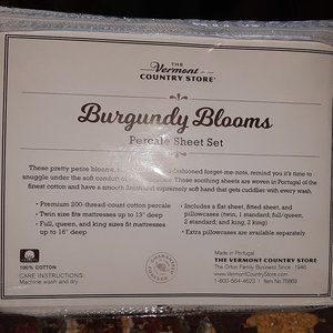 The Vermont Country Store 100% Portuguese Cotton Percale Twin Size Sheet Set NEW